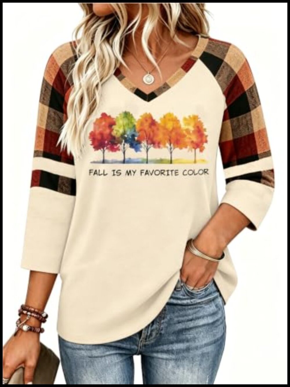 Fall Halloween V-Neck Tee 3/4 Raglan Sleeve Women's Leopard Pumpkin Print